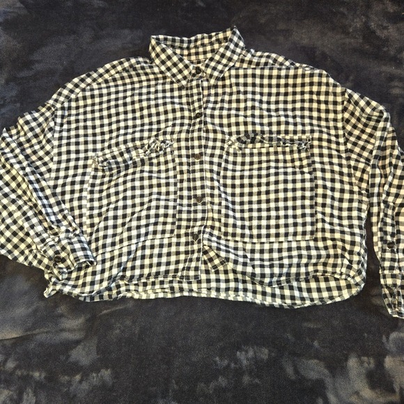 Abercrombie & Fitch Checkered Long Sleeve Cropped Soft Womens Flannel Size Small - Picture 1 of 8